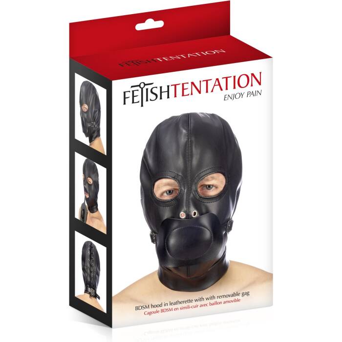 Капюшон з кляпом для БДСМ Fetish Tentation BDSM hood in leatherette with removable gag