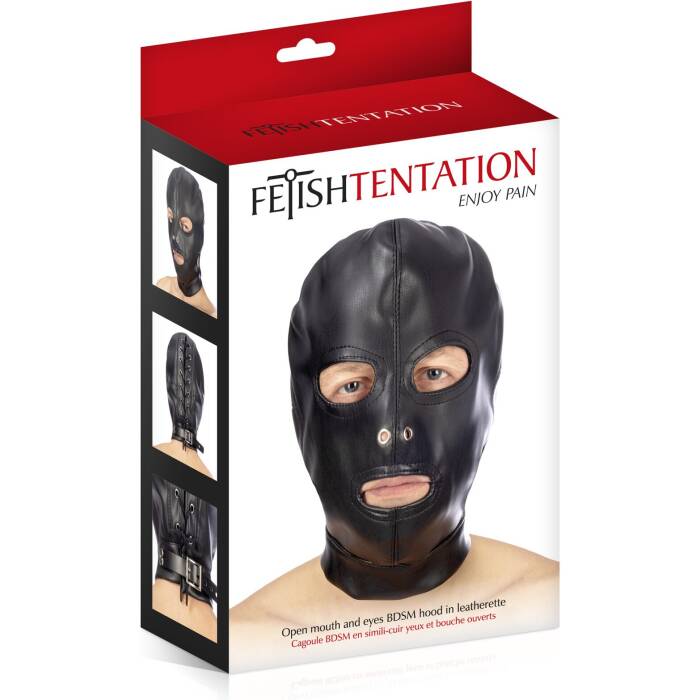 Капюшон для БДСМ з відкритими очима і ротом Fetish Tentation Open mouth and eyes BDSM hood