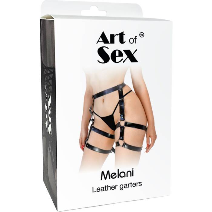 Шкіряні гартери Art of Sex - Melani Leather garters, Чорні L-2XL