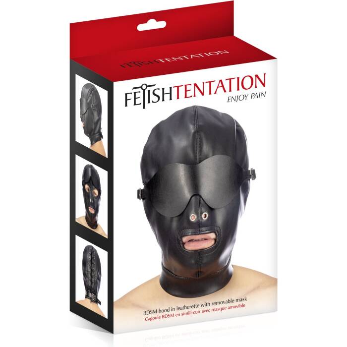 Капюшон для БДСМ зі знімною маскою Fetish Tentation BDSM hood in leatherette with removable mask