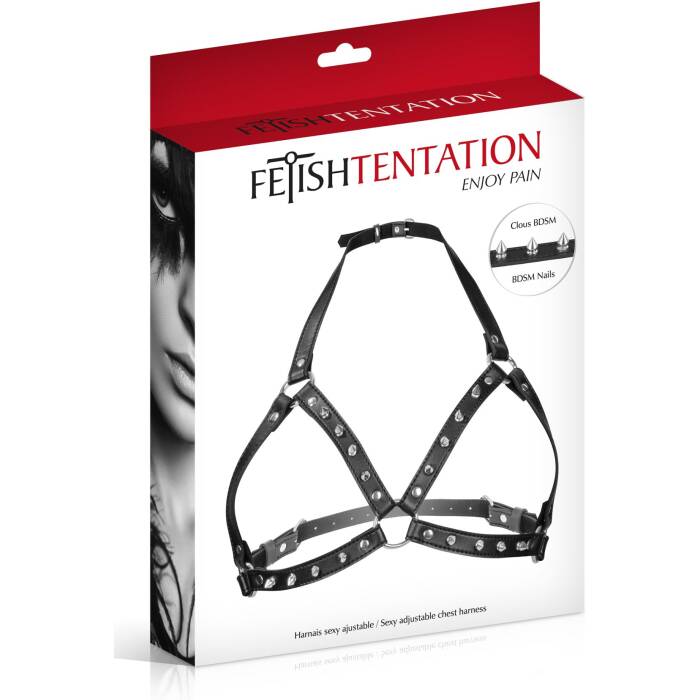 Портупея з металевими шипами Fetish Tentation Sexy Adjustable Chest Harness