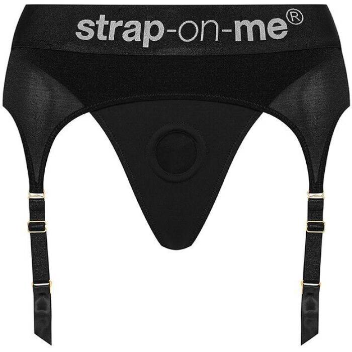 Труси для страпона з підв’язками для панчіх Strap-On-Me REBEL HARNESS - S