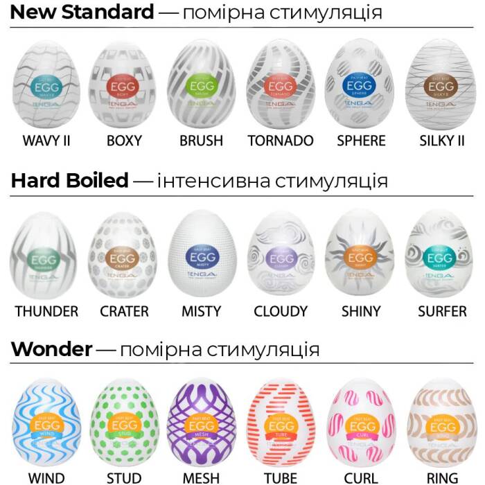 Набір мастурбаторів-яєць Tenga Egg Hard Boild Pack (6 яєць)