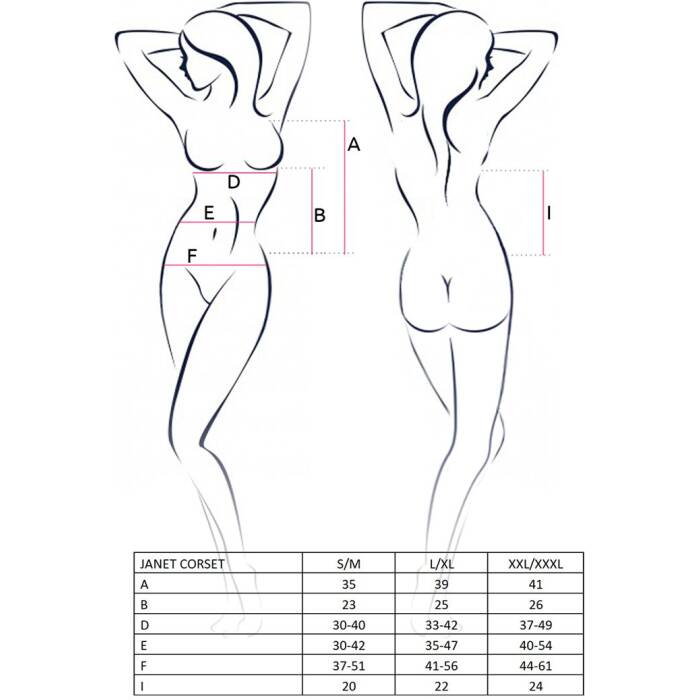 Корсет з пажами Passion JANET CORSET S/M, white, трусики, напівпрозорий