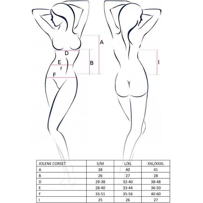 Корсет з пажами Passion JOLENE CORSET S/M, black, трусики, напіввідчинені груди, напівпрозорий