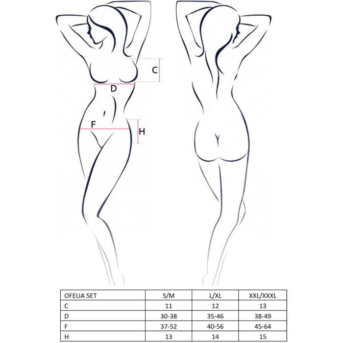 Комплект білизни Passion OFELIA SET OpenBra S/M, white, стрінги, відкритий ліф, широкий пояс