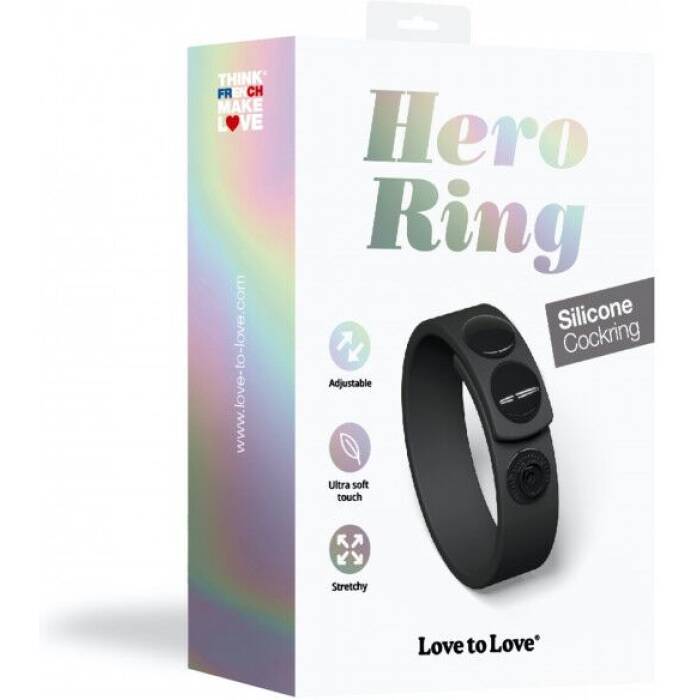 Регульоване ерекційне кільце на кнопках Love To Love HERO RING - BLACK ONYX