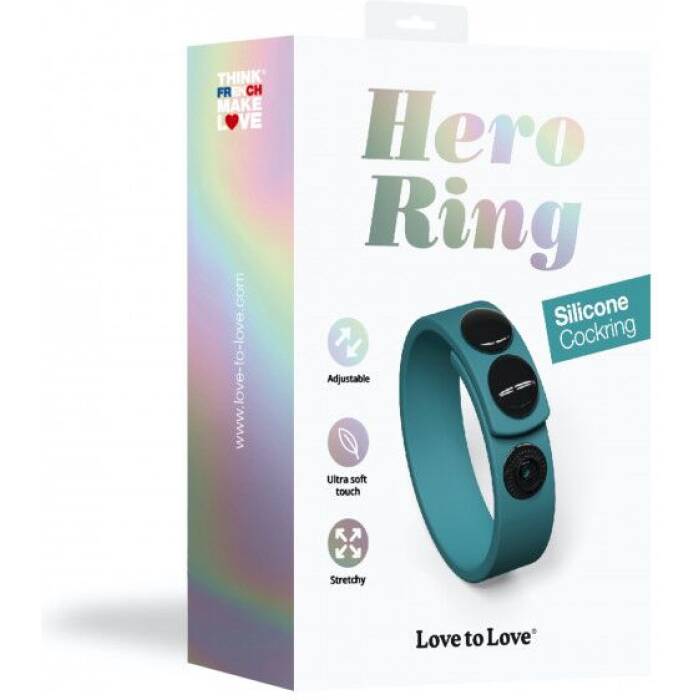 Регульоване ерекційне кільце на кнопках Love To Love HERO RING - TEAL ME