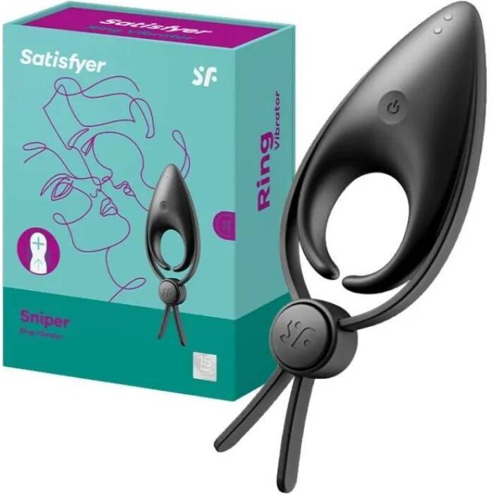 Ерекційне віброкільце-ласо з регулюванням розміру Satisfyer Sniper Black