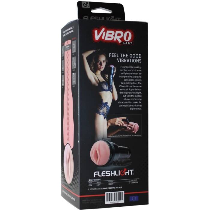 Мастурбатор з вібрацією Fleshlight Vibro Pink Lady Touch, три віброкулі, стимулювальний рельєф