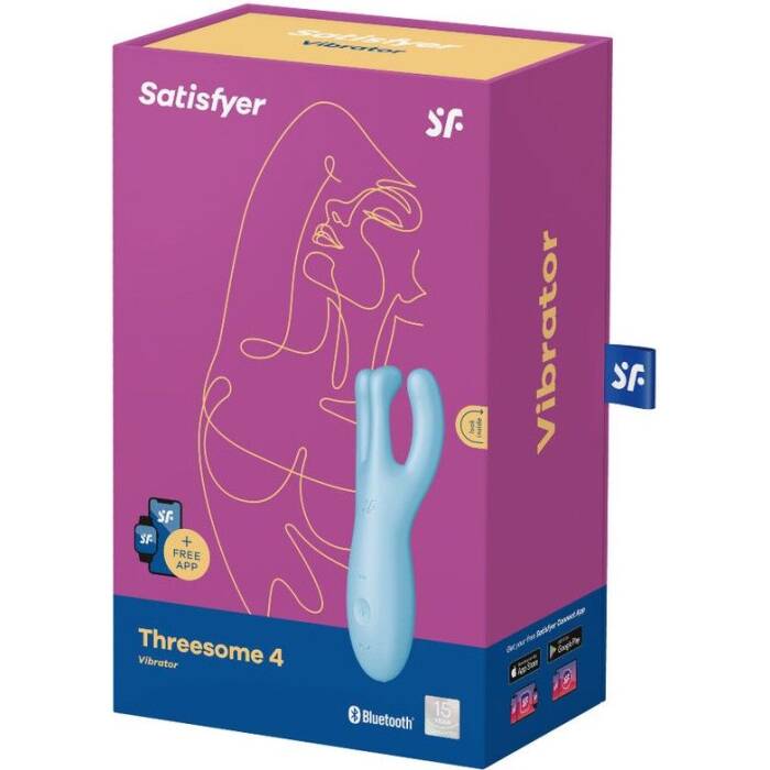 Кліторальний смарт вібратор Satisfyer Threesome 4 Blue з трьома пальчиками