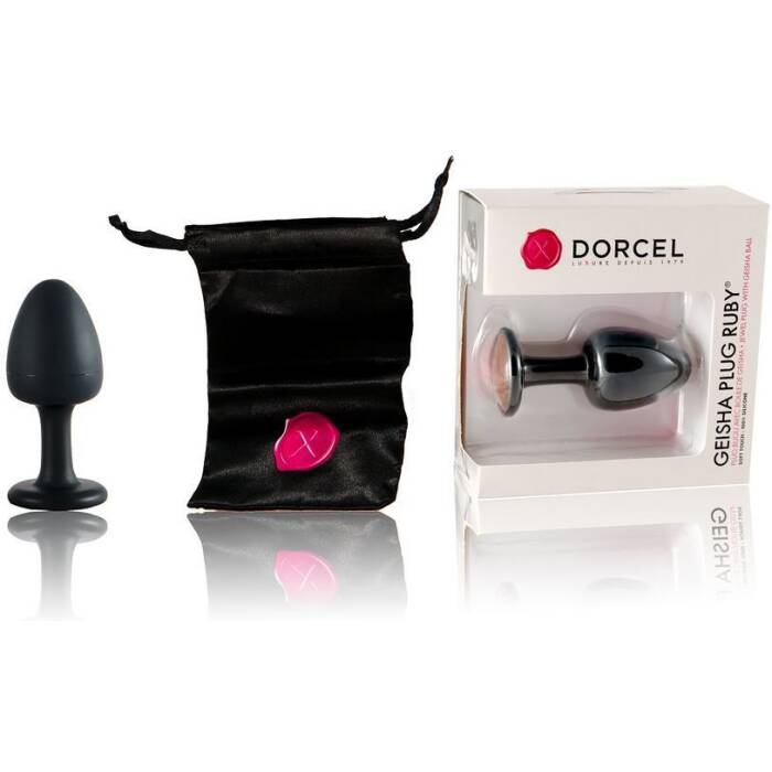 Анальна пробка Dorcel Geisha Plug Ruby M з кулькою всередині, створює вібрації, макс. діаметр 3,2см