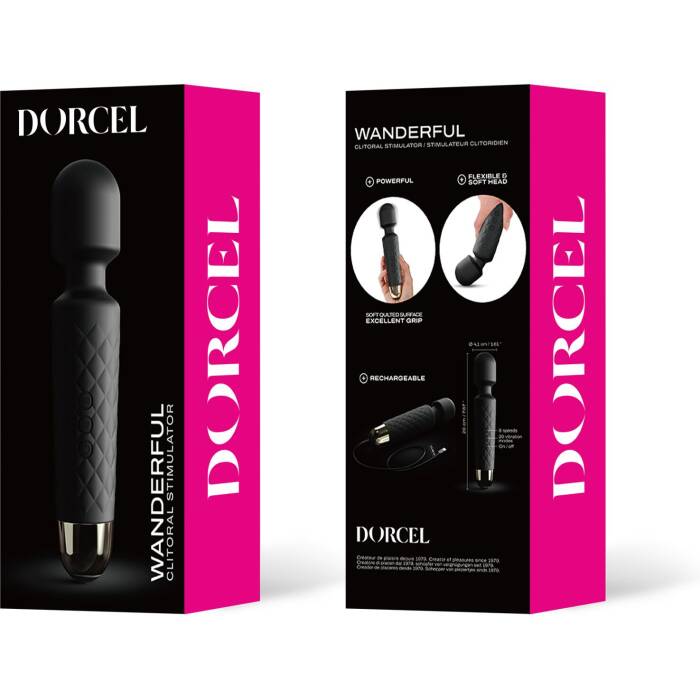 Мінівібромасажер Dorcel Wand Wanderful Black потужний, водонепроникний, 18 режимів роботи