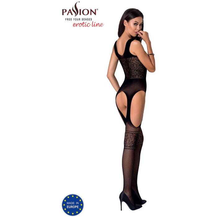 Бодістокінг Passion BS061 black, комбінезон, імітація панчіх