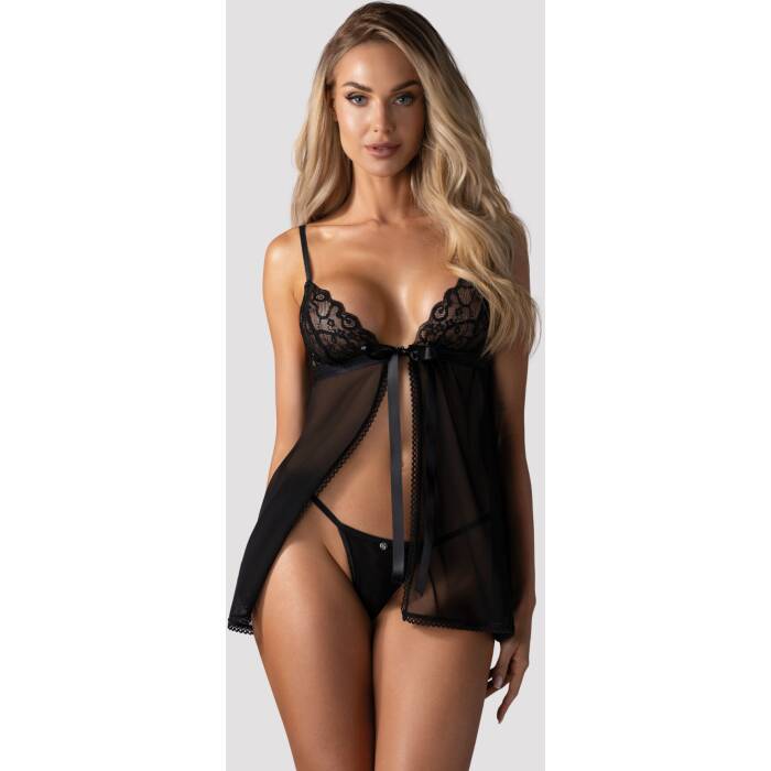 Пеньюар і трусики Obsessive Blomentis babydoll & thong M/L