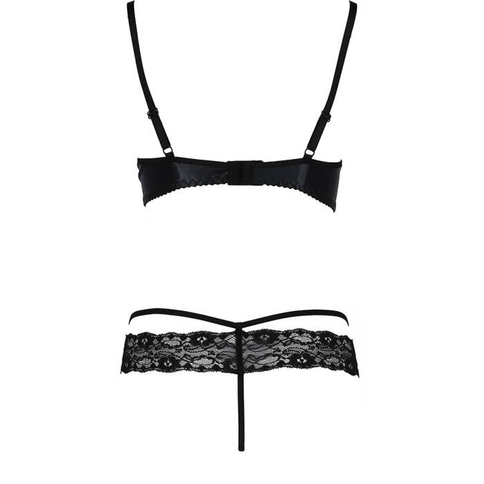 Комплект білизни Passion Exclusive NORTH SET S/M, black, ліф и трусики з елементами під латекс