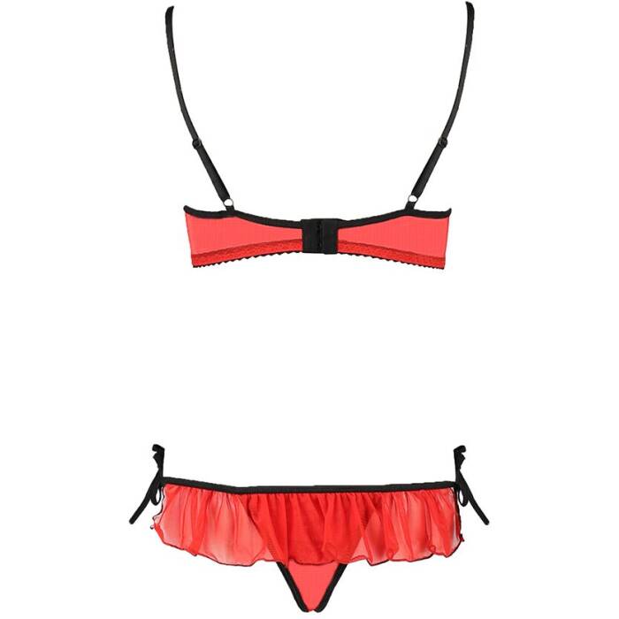 Комплект білизни Passion Exclusive CHERRY SET OpenBra L/XL, red, відкритий ліф, трусики-спідничка