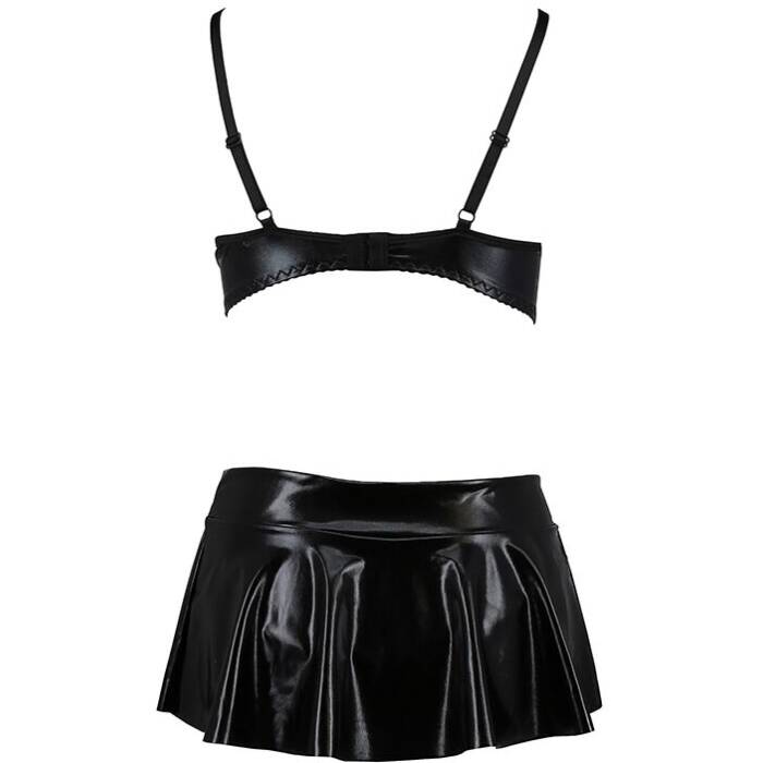 Комплект білизни під латекс Passion DEBY SET XXL/XXXL, black, ліф, міні-спідничка, стрінги