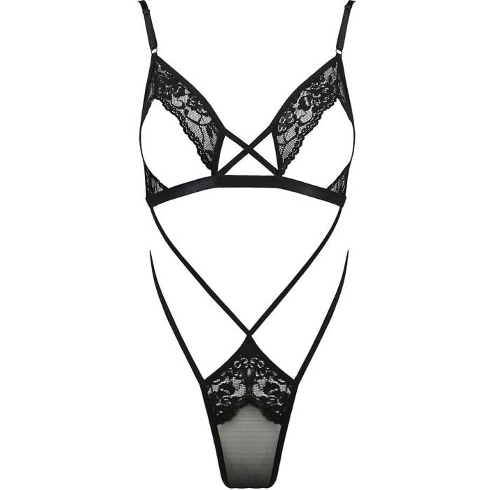 Боді-монокіні з відкритими грудьми Passion DIABOLINA BODY S/M, black