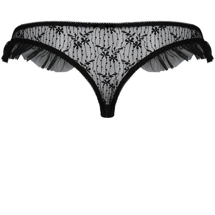 Трусики з оборками Passion Exclusive DONIA THONG L/XL, black