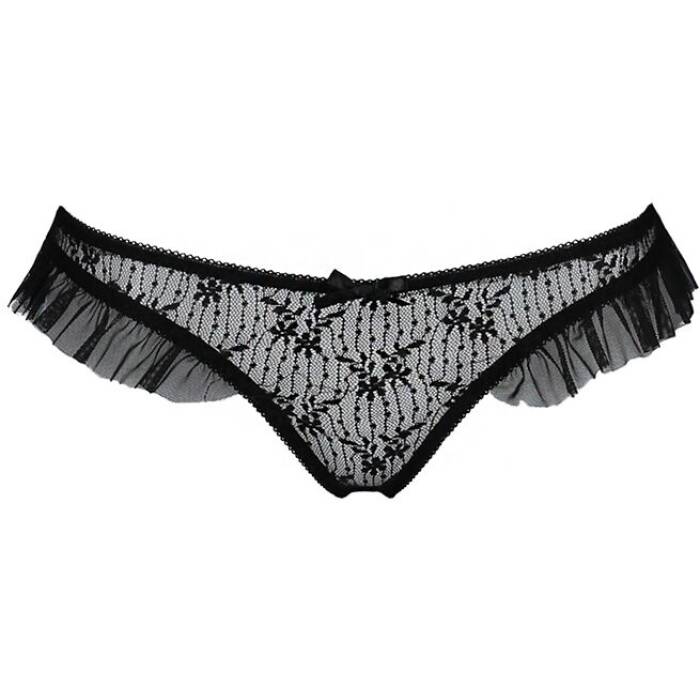 Трусики з оборками Passion Exclusive DONIA THONG L/XL, black