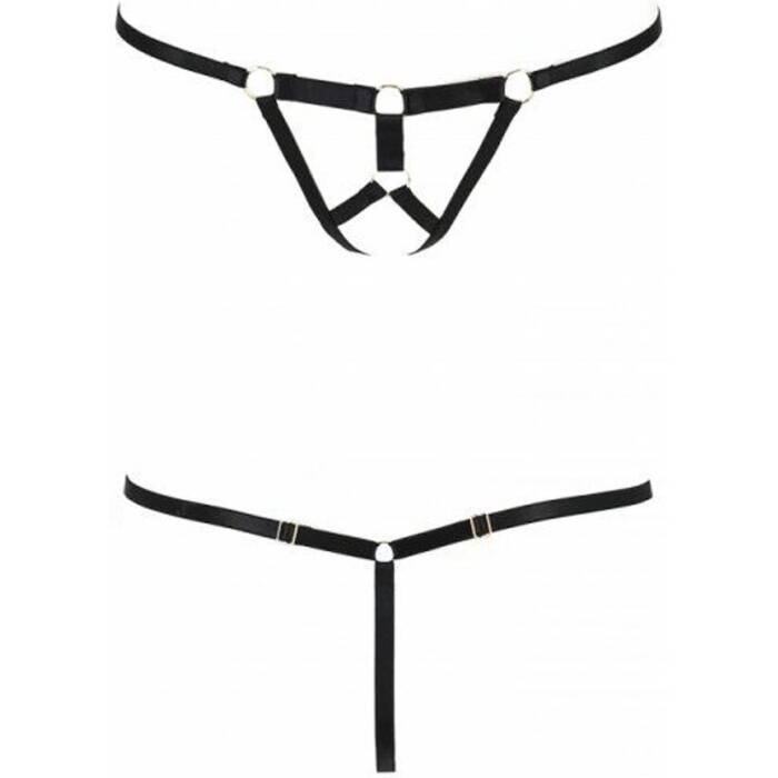 Трусики стрінги зі стреп Passion Exclusive ARMANDA THONG L/XL, black