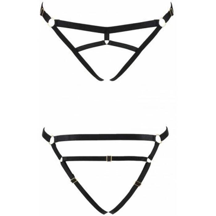 Трусики стрінги зі стреп Passion Exclusive KELIS THONG L/XL, black