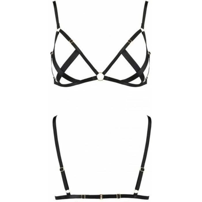 Відкритий бюстгальтер-стрепи Passion Exclusive NICKY BRA L/XL, black