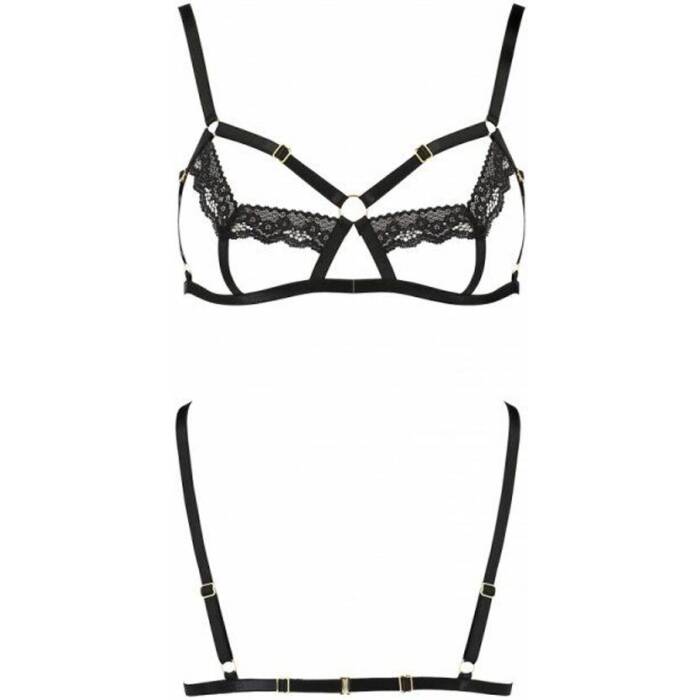 Бюстгальтер-стрепи з мереживом Passion Exclusive SOLON BRA L/XL, black