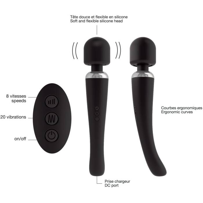 Потужний вібромасажер Dorcel Megawand Black перезаряджуваний, 160 режимів