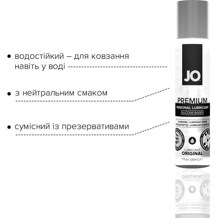 Лубрикант на силіконовій основі JO PREMIUM — ORIGINAL (30 мл) без консервантів