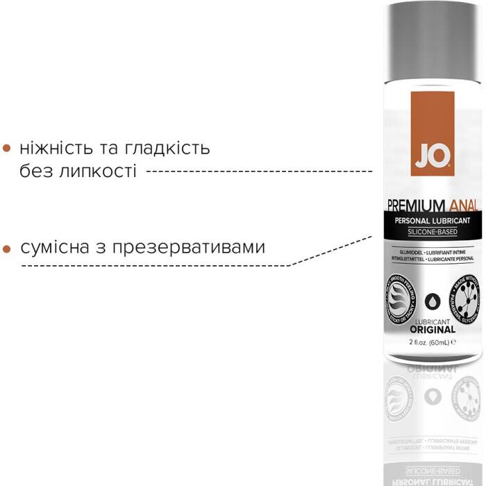 Анальна змазка JO ANAL PREMIUM — ORIGINAL (60 мл) на силіконовій основі водостійка