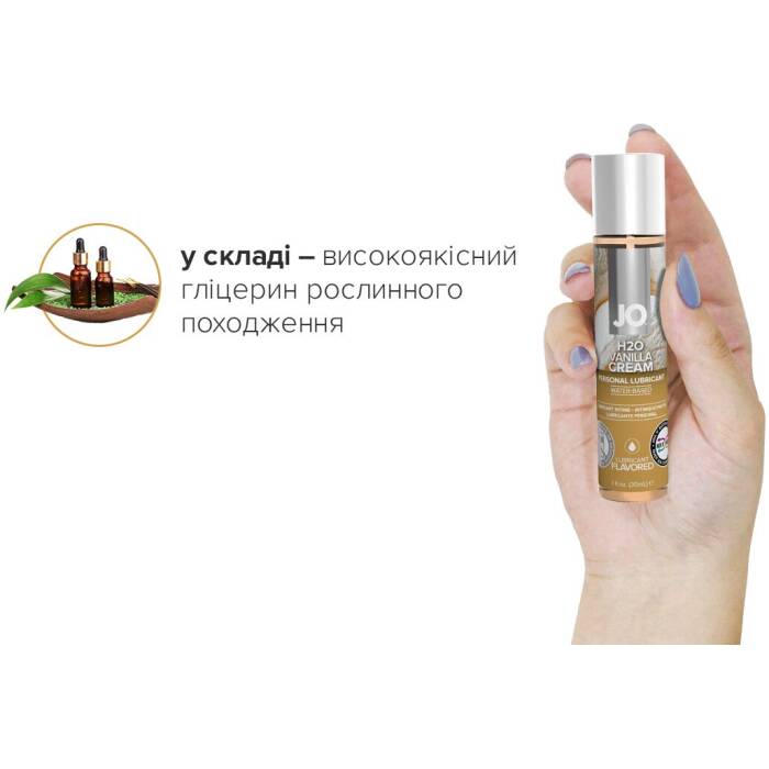 Змазка на водній основі JO H2O — Vanilla Cream (30 мл) без цукру, рослинний гліцерин
