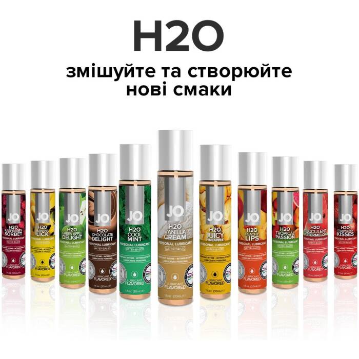 Змазка на водній основі JO H2O — Vanilla Cream (30 мл) без цукру, рослинний гліцерин
