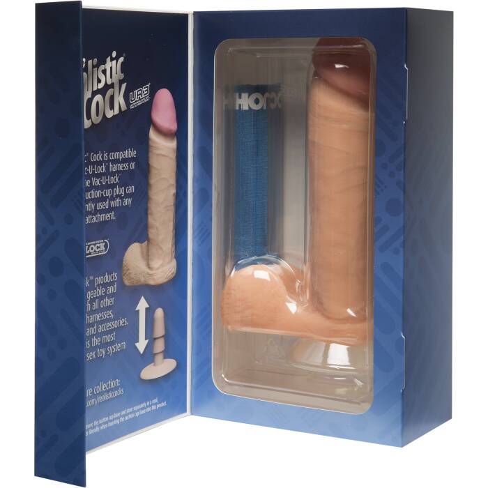 Фалоімітатор Doc Johnson The Realistic Cock 8 inch White - ULTRASKYN, Vack-U-Lock, діаметр 5,1 см