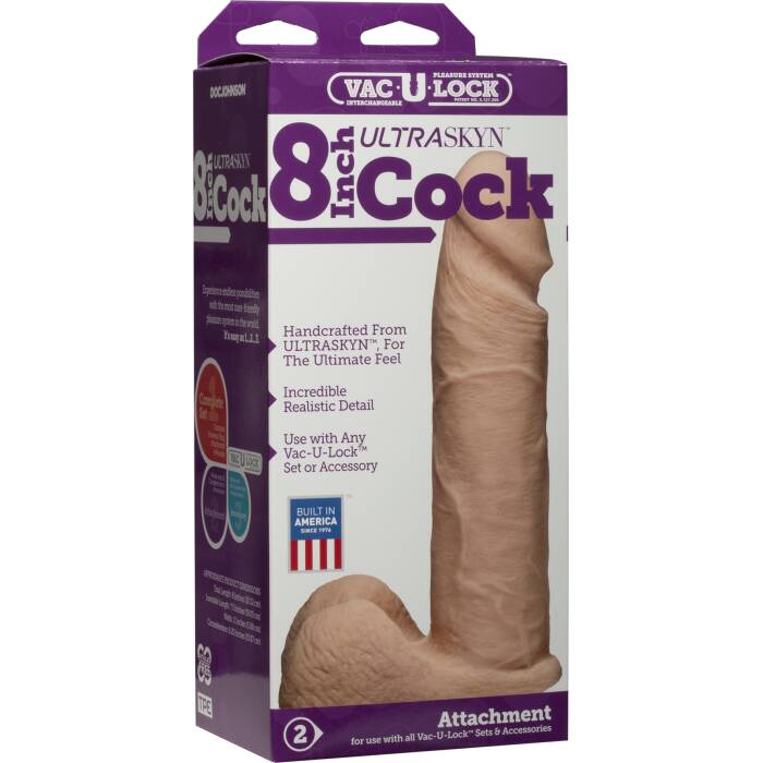 Фалоімітатор Doc Johnson Vac-U-Lock - 8 Inch ULTRASKYN Cock White, діаметр 5,1 см