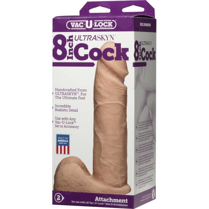 Фалоімітатор Doc Johnson Vac-U-Lock - 8 Inch ULTRASKYN Cock White, діаметр 5,1 см