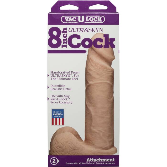 Фалоімітатор Doc Johnson Vac-U-Lock - 8 Inch ULTRASKYN Cock White, діаметр 5,1 см