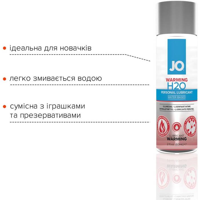 Зігрівальна змазка на водній основі JO H2O WARMING (60 мл) з екстрактом перцевої м’яти