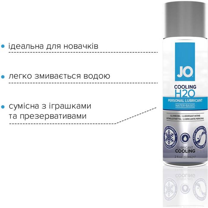 Охолоджувальна змазка на водній основі JO H2O COOLING (60 мл) з ментолом, рослинний гліцерин