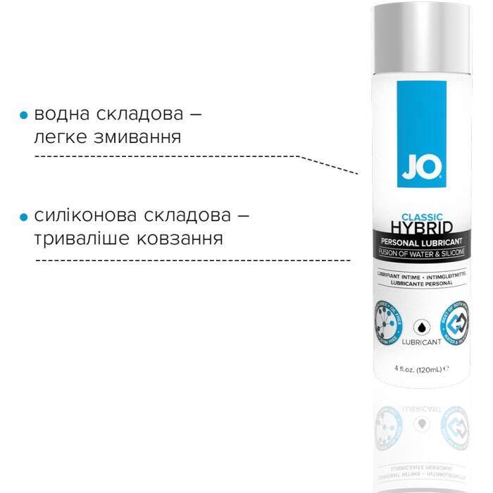 Густа змазка водно-силіконова JO Classic Hybrid (120 мл) без парабенів, гліцерину та олій