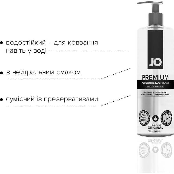 Лубрикант на силіконовій основі JO PREMIUM — ORIGINAL (480 мл) без консервантів