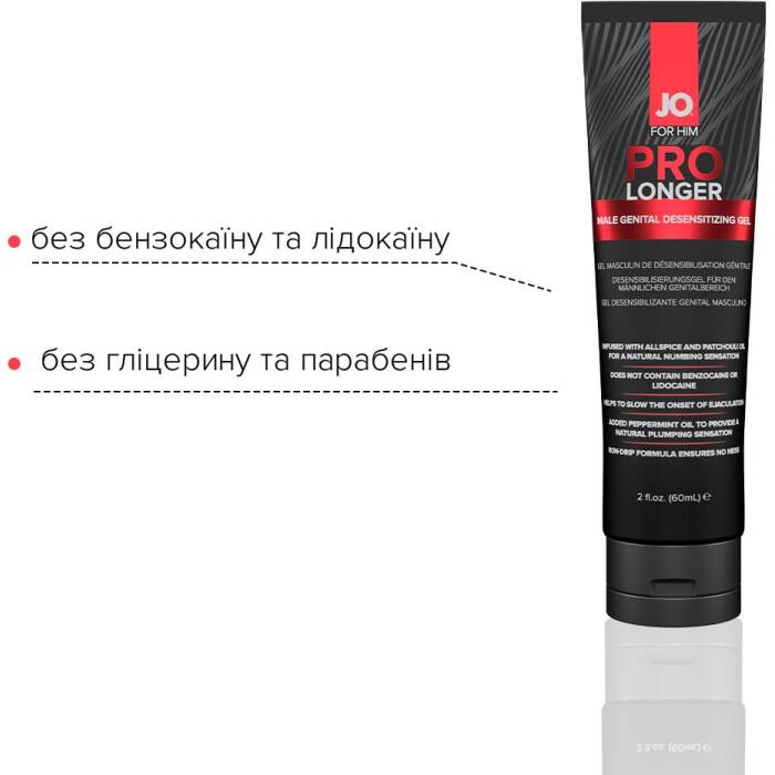 Пролонгер гель JO Prolonger Gel (60 мл) з олією перцевої м’яти, гвоздикового перцю та пачулів