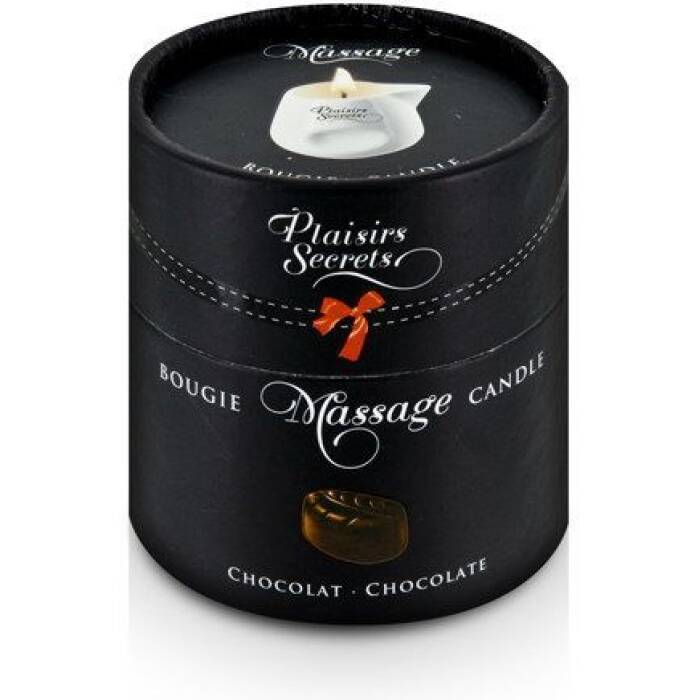 Масажна свічка Plaisirs Secrets Chocolate (80 мл) подарункова упаковка, керамічний посуд