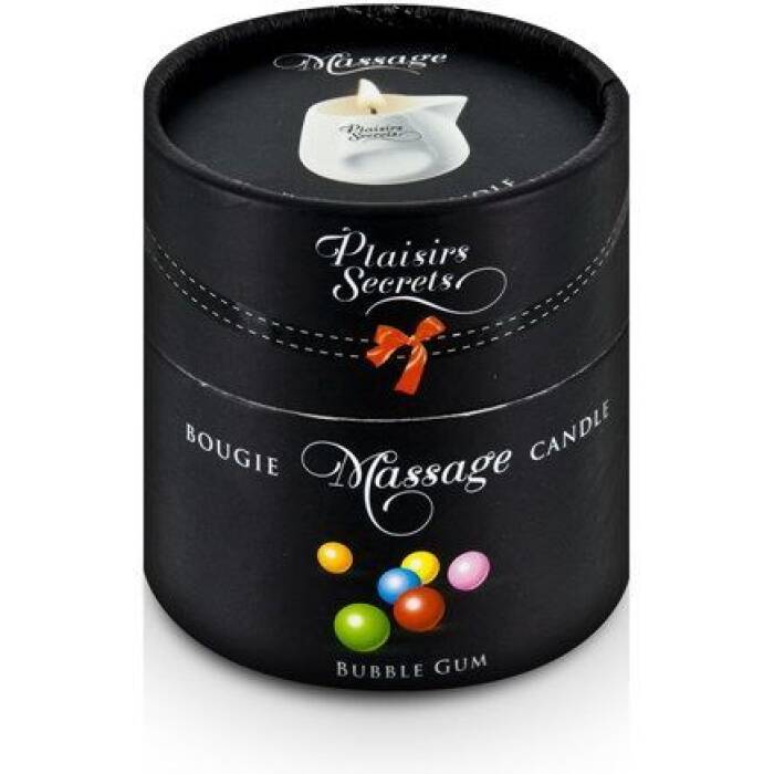 Масажна свічка Plaisirs Secrets Bubble Gum (80 мл) подарункова упаковка, керамічний посуд