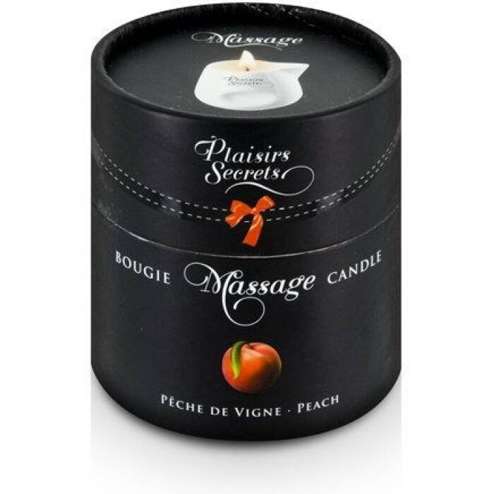 Масажна свічка Plaisirs Secrets Peach (80 мл) подарункова упаковка, керамічний посуд