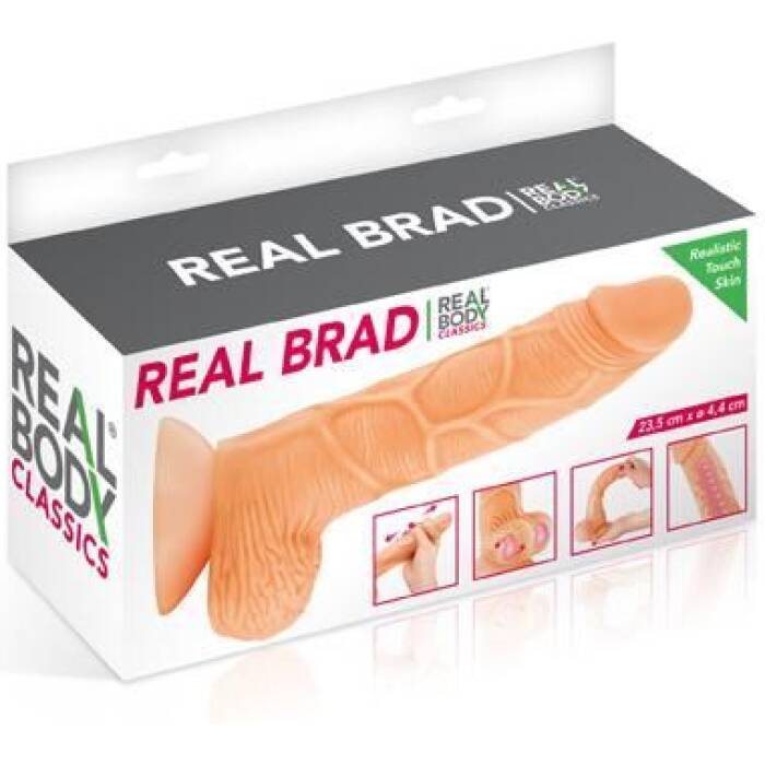 Фалоімітатор із рухомою крайньою плоттю Real Body — Real Brad, діаметр 4,5 см, TPE