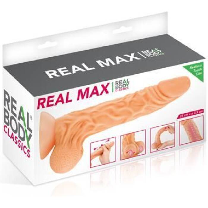 Фалоімітатор із рухомою крайньою плоттю Real Body — Real Max, діаметр 4,3 см, TPE