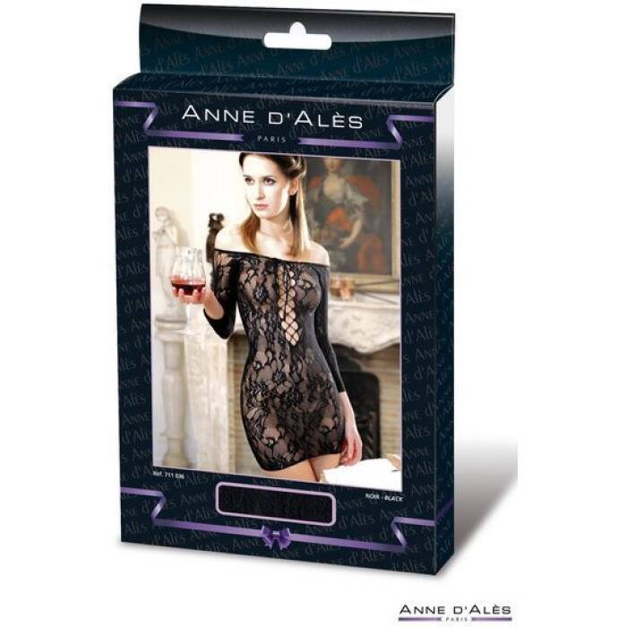 Сукня-сітка з декольте Anne De Ales FETISH DINNER Black S / M, оголене плече