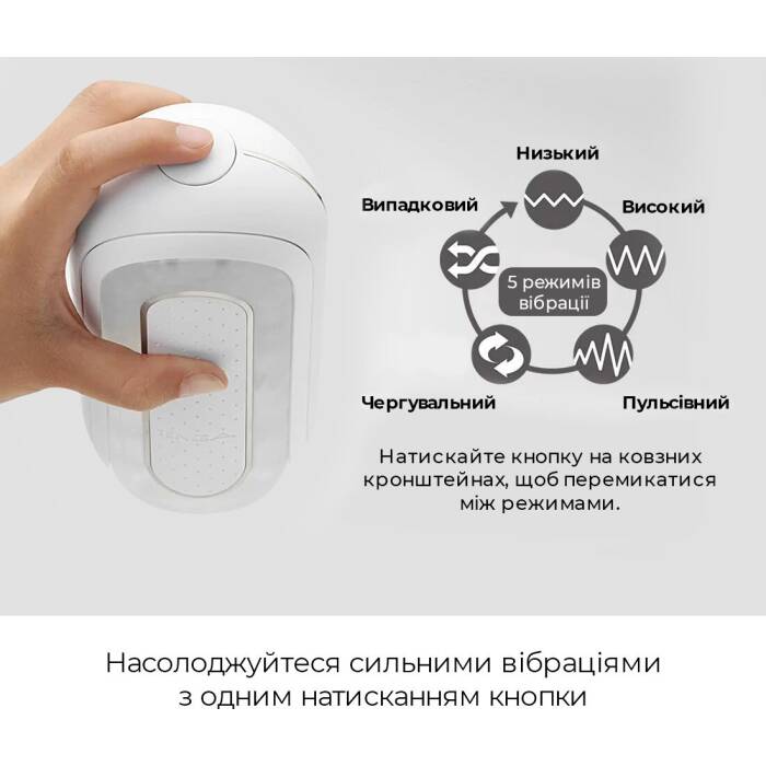 Вібромастурбатор Tenga Flip Zero Electronic Vibration White, змінна інтенсивність, розкладний